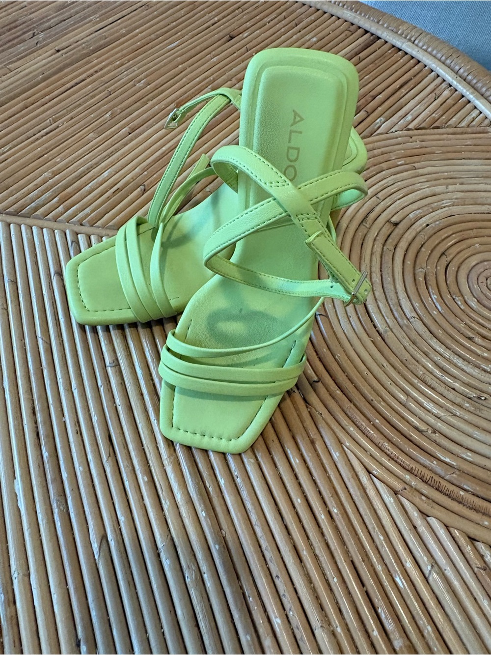 ALDO Lime Green Strappy Square-Toe Sandals